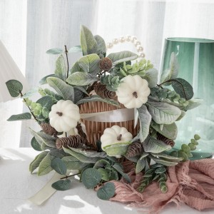 CL54500 ດອກໄມ້ທຽມ wreath ຜັກ pinecone eucalyptus ຂາຍຮ້ອນການຕົກແຕ່ງງານແຕ່ງງານສວນການຕົກແຕ່ງ