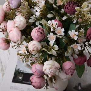 MW83506 kuumalt müüdav kunstkangas, 8 lillepeaga roosikobar, 6 värvitooni, saadaval kodupeo pulmakaunistuseks