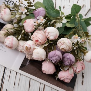 MW83506 Hot Selling Τεχνητό ύφασμα 8 λουλουδιών κεφαλής τριαντάφυλλο τσαμπί 6 χρωμάτων διαθέσιμο για διακόσμηση γάμου στο σπίτι
