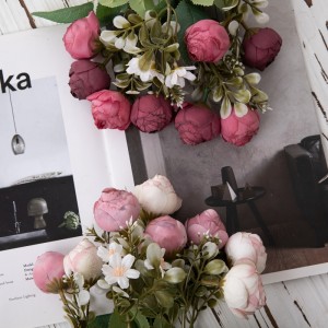 MW83506 Hot Selling Artipisyal na Tela 8 Flower Head Rose Bunch 6 Colors Available para sa Home Party Wedding Dekorasyon
