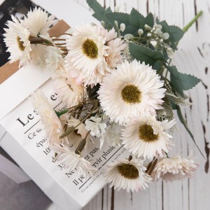 MW83507 Fabric Artificial Fabric 12 Flower Head Gerbera Bunch for Home Party Wedding Decoration