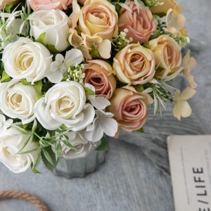 MW66829 Букет од вештачко цвеќе, роза hydrangea Топла продажба на украсни цвеќиња Празнични украси