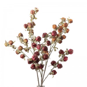MW88508 manaferra artificiale e lules Kokrra të kuqe Kufje të kuqe Sfond me lule me cilësi të lartë Buqetë nusërie