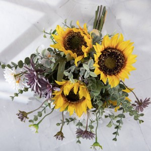 CF01266 Artificial Flower Bunch Sunflower Daisy Bunch ຂອງຂວັນ bouquet ສໍາລັບຕາຕະລາງ vase Wedding Decorations ການຈັດດອກໄມ້