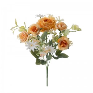 MW55747 Ramo de flores artificiales Decoración festiva barata de rosas