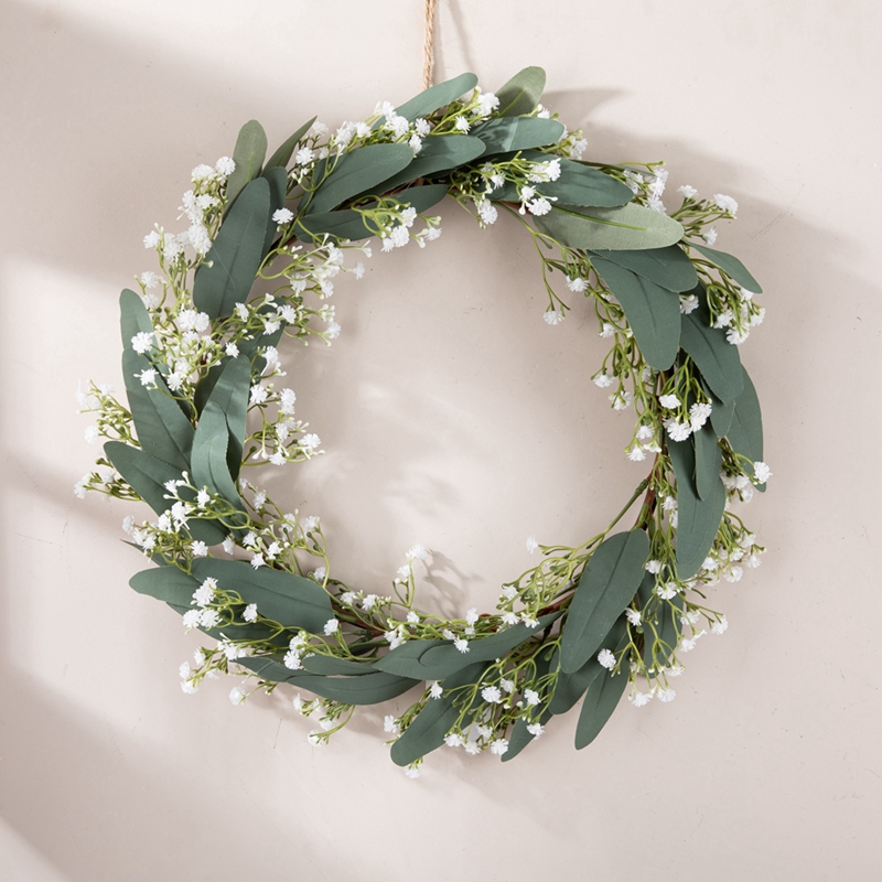 CF01130 New Design Artificial Leafy Gypsophila Flower Wreath for Wedding Home Hotel Decoration