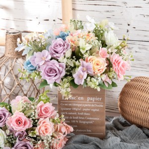 MW95002 צרור ורדים מלאכותיים 7 צבעים זמינים אורך כולל 29.5 ס"מ לקישוט חתונה למסיבה בבית