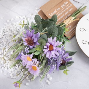 CF01136 Naujo dizaino dirbtinis audinys, purpurinė orchidėjų chrizanteminė puokštė vestuvėms Valentino dienai namuose Gruodžio mėn.