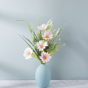 CF01226 Pequeno ramo de alta calidade de xirasoles brancos e rosas e herba verde para a decoración da casa