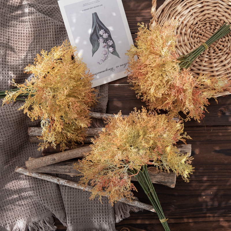 YC1100 Πλαστικό μπουκέτο ομίχλης με 2 δόντια, τεχνητό φυτό με λουλούδια για σκηνικό σπιτιού, διακόσμηση με λουλούδια