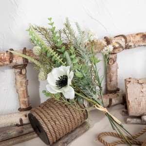 CF01254 Artificial Camellia Chamomile Sage Rosemary Eucalyptus Small Bouquet for Home Party Wedding Decoration Bridal Bundle