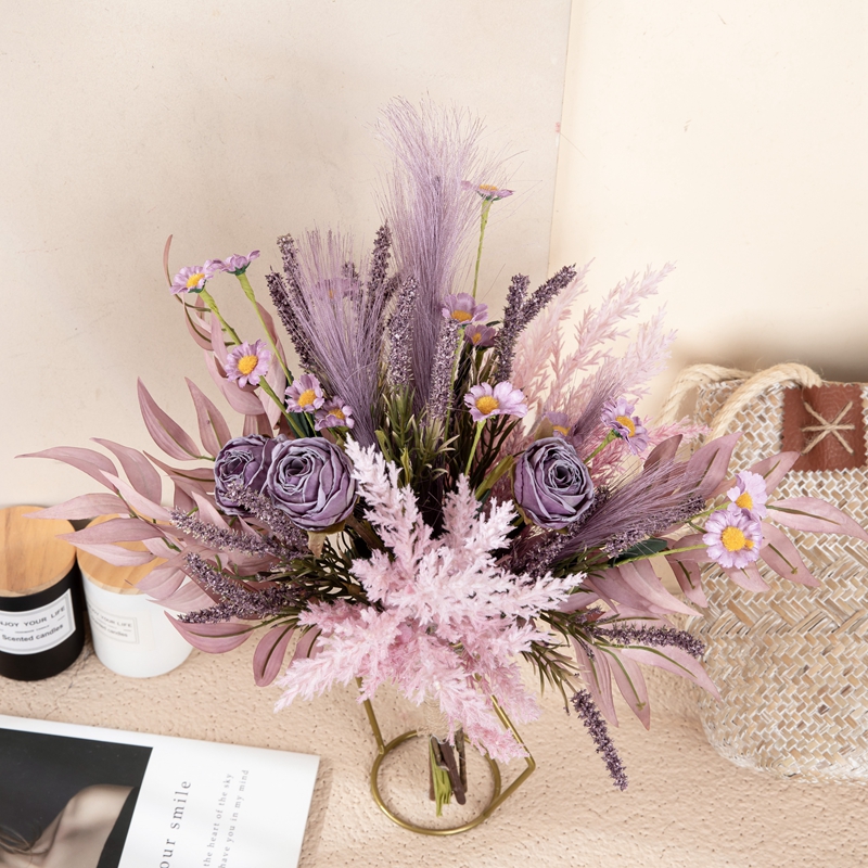 CF01170 ช่อดอกไม้ประดิษฐ์ดอกกุหลาบเดซี่ดีไซน์ใหม่ของขวัญวันวาเลนไทน์ช่อดอกไม้เจ้าสาว
