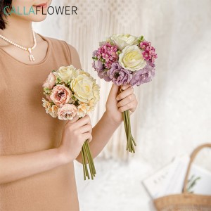 MW83111 Αξιόπιστο και καλό μεταξωτό ύφασμα νυφική ​​ανθοδέσμη Τεχνητό τριαντάφυλλο Lotus ορτανσία Νυφική ​​ανθοδέσμη Νύφη κρατώντας λουλούδια για γάμο