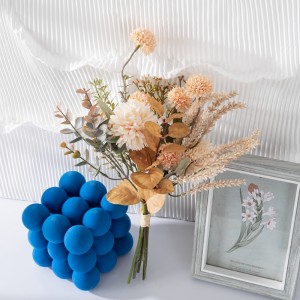 CF01221 Venda calenta de ram de flors artificials de tela de xampany dent de lleó per a la decoració del casament de la festa a casa