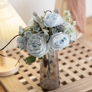 CF01074 Արհեստական ​​Ծաղկի Ծաղկեփունջ Tea Rose Ranunuculus Hydrangea New Design Wedding Supplies