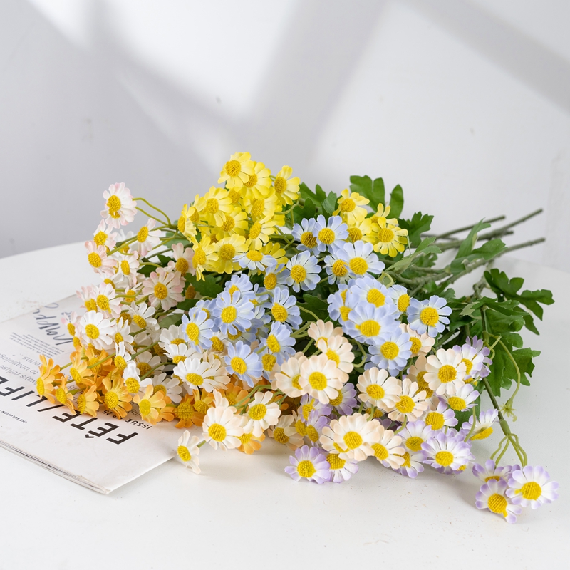 MW66001 Engros 53 cm ægte stof Gul Faux dekorativ Gerbera Daisy Silkekrysantemum til bryllupsdekoration