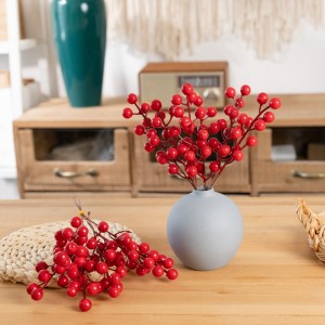 CF99301 Berry e kuqe zgjedh manaferrat Holly për dekorimet e pemës së Krishtlindjes Artizanale Festat e dasmës Sezoni i dimrit Dekor shtëpie