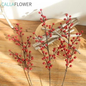 Fleurs de noël artificielles rouges, baies de noël à cinq branches, fruits de houx pour la décoration de la maison, MW36892