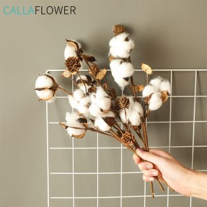 MW61208 4heads Artificial Flower Natural Cotton Branch Flower for home wedding decoration