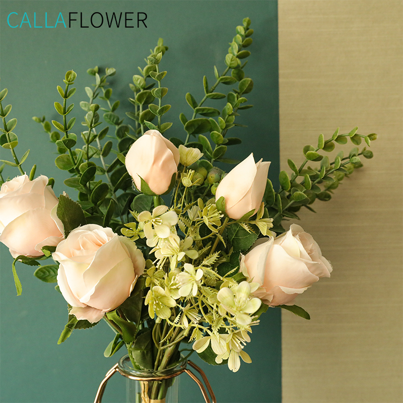 YC1053 Buchete de flori artificiale de trandafiri de înaltă calitate pentru nunți Buchet de trandafiri artificiali pentru decorarea mesei acasă