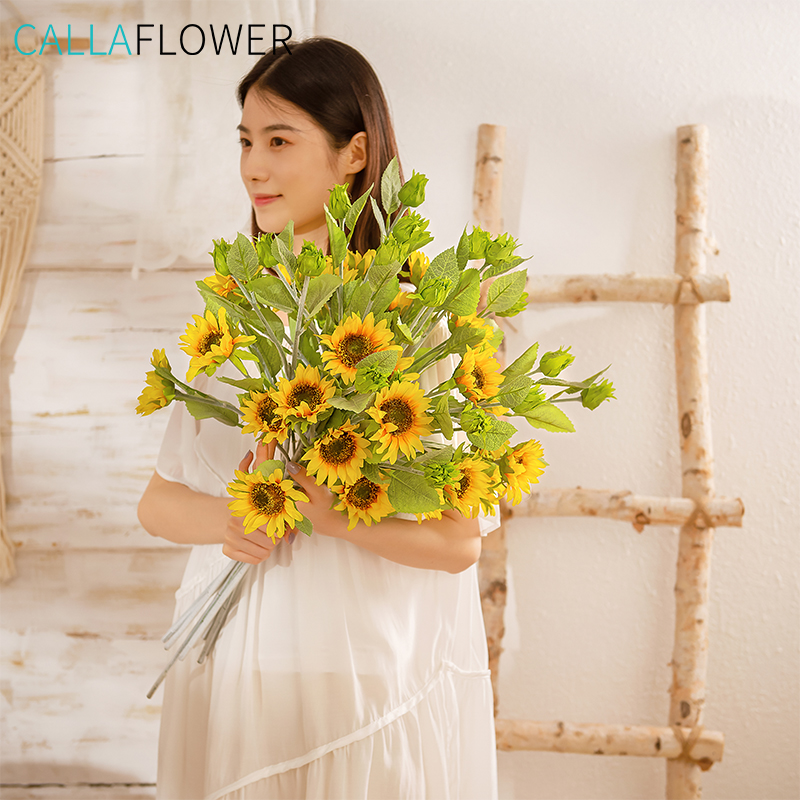 YC1057 Flor Artificial Girassol Suprimentos de Casamento de Alta Qualidade Flores e Plantas Decorativas