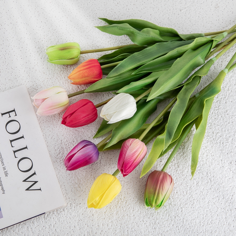 MW54102 Tulipanes de PU hechos a mano, flores artificiales de tacto Real para boda, Mini tulipán para decoración del hogar