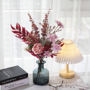 CF01279 Dahlia Tea Rose Bambusovi listi, šopek svilenih umetnih rož, šopek domače dnevne sobe, kopalniške rastline, osrednji del mize