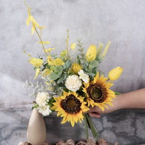 CF01291 مصنوعی پھولوں کا گلدستہ سورج مکھی کی گیند کرسنتھیمم ٹیولپ ڈانسنگ آرکڈ گلدستہ گھر کی شادی کی سجاوٹ کے لیے