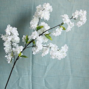MW38959 4 สาขาสเปรย์ดอกเชอร์รี่สีขาวสีชมพูก้านดอกไม้ประดิษฐ์ขายส่ง