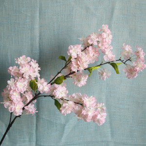 MW38959 4 grenar Vit Rosa Cherry Blossom Spray Konstgjorda Blommor Stjälk Partihandel