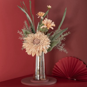 CF01042 कृत्रिम सूरजमुखी गुलदाउदी गुलदस्ता नए डिजाइन सजावटी फूल और पौधे