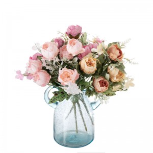 MW55503 mesterséges selyem rózsaszín bazsarózsa bokor esküvői virágcsokor virág dekoráció