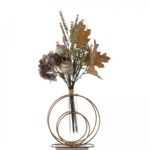 CF01210 ຄຸນນະພາບສູງ Luxury Artificial Flower Hydrangea Dry-burnt Rose Acorn Leaf Bouquet for Home Party Wedding Decoration