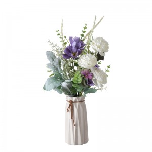 CF01241 Künstliche Blume, Lotus, wilde Chrysantheme, weiß, lila, Blumenstrauß für Zuhause, Party, Hochzeit, Dekoration
