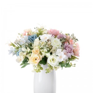 Bouquet de roses artificielles MW95002, 7 couleurs disponibles, longueur totale 29.5cm, pour décoration de fête de mariage à domicile