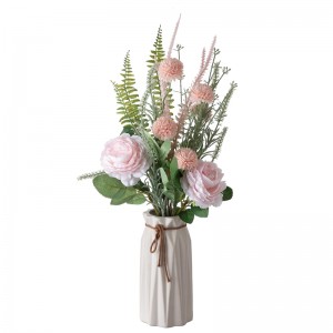 CF01245 Buatan Pink Rose Dandelion Persia Chestnut Rice Grass Sage Bouquet Dekoratif Pernikahan Rumah Bunga