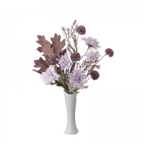 CF01277 ramo seco de flores artificiales de otoño, Dalia púrpura, diente de león, hoja de bellota, romero, decoración para comedor, sala de estar y cocina