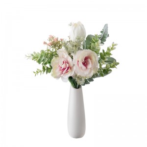 CF01144 Artificial Tulip Eustoma Flower Bouquet Dealbhadh Ùr Tiodhlac Latha Valentine Flùraichean is Lusan sgeadachaidh