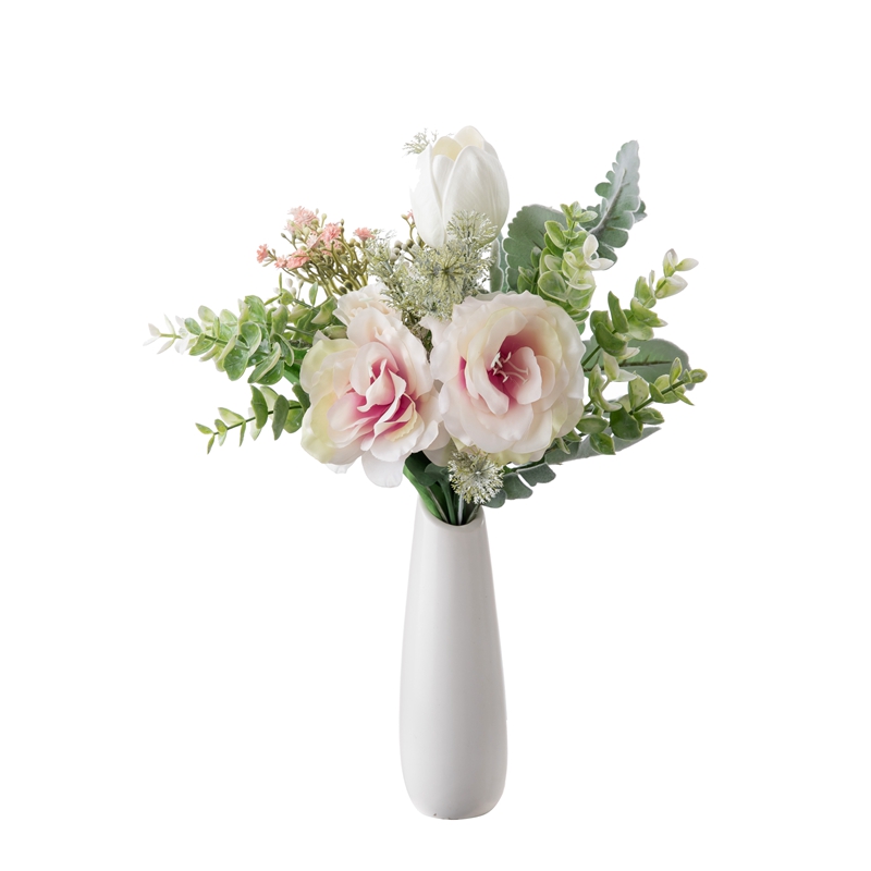 CF01144 Kunstig tulipan Eustoma Blomsterbukett Nytt design Valentinsdagsgave Dekorative blomster og planter