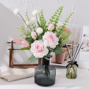 CF01182A Artificial Rose Tulip Dandelion Bouquet Nij ûntwerp Wedding Decoration Falentynsdei kado