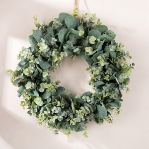CF01131 New Design Artificial Plastic Green Eucalyptus Wreath for Home Wedding Wall Decor
