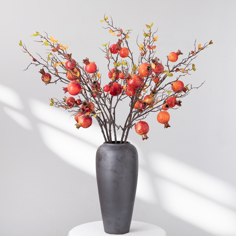 MW10894 새로운 디자인 인공 꽃 베리 장식 가을 축제 장식을위한 거품 석류 잎
