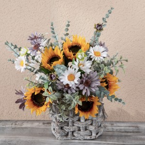 CF01266 Τεχνητό λουλούδι τσαμπί Ηλίανθος Μαργαρίτα Μπουκέτο δώρου για τραπέζια Βάζο Διακοσμήσεις γάμου Ανθοσυνθέσεις