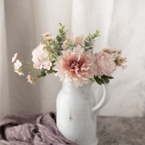 CF01012 ភួងផ្កាសិប្បនិម្មិត Dahlia តែ Rose Plum Blossom មជ្ឈមណ្ឌលអាពាហ៍ពិពាហ៍តម្លៃថោក