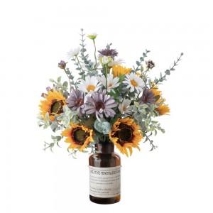 CF01266 Sejambak Bunga Tiruan Bunga Matahari Bunga Daisy Sejambak Hadiah untuk Meja Pasu Hiasan Perkahwinan Gubahan Bunga