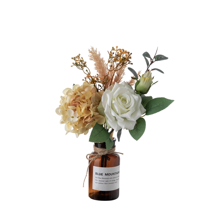 CF01231 Vårnyankomst konstgjorda blommor Hortensia Rose Eucalyptus bukett för hemfest bröllop Mittpunkt bordsdekoration