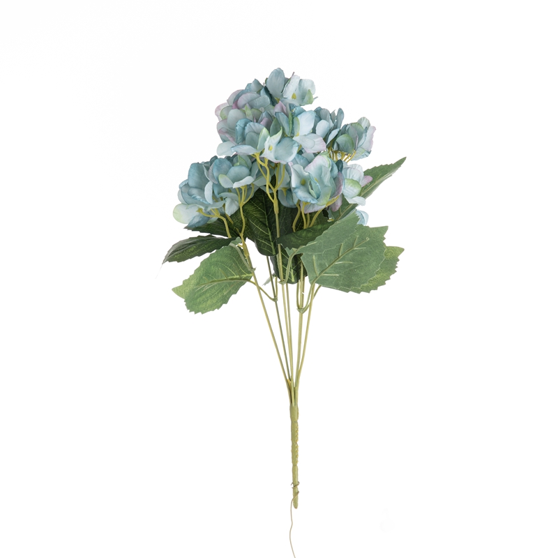 MW52705 Tessutu di fiori artificiali populari 7 Bundle di ortensia a forchetta per a decorazione di matrimoniu di giardinu
