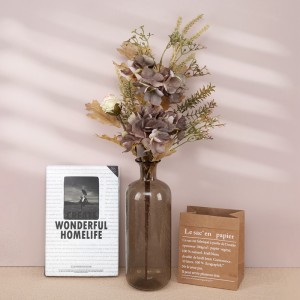 CF01212 nowy projekt sztuczny bukiet kwiatów suchy brązowawy zielony pakiet hortensji z pieczonej róży do dekoracji ślubnej domu