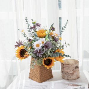 Cf01266 ramo de flores artificiais girassol margarida buquê de presente para mesas vaso decorações de casamento arranjos de flores