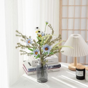 CF01252 Светло сина маргаритка хризантема гербера со рузмарин рачно изработен букет вештачки цвет за декорација на забава за настани